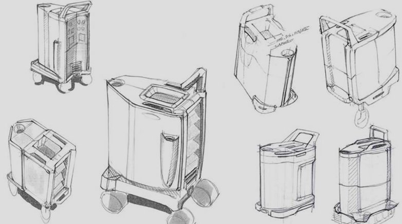Sketches of a mobile medical cart