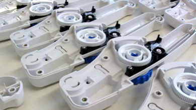 Internal view of a series of prototype medical device handles.