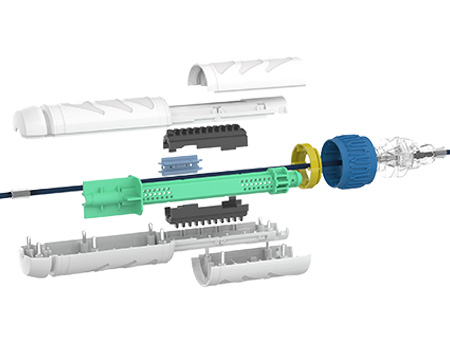 An exploded view of a medical device.